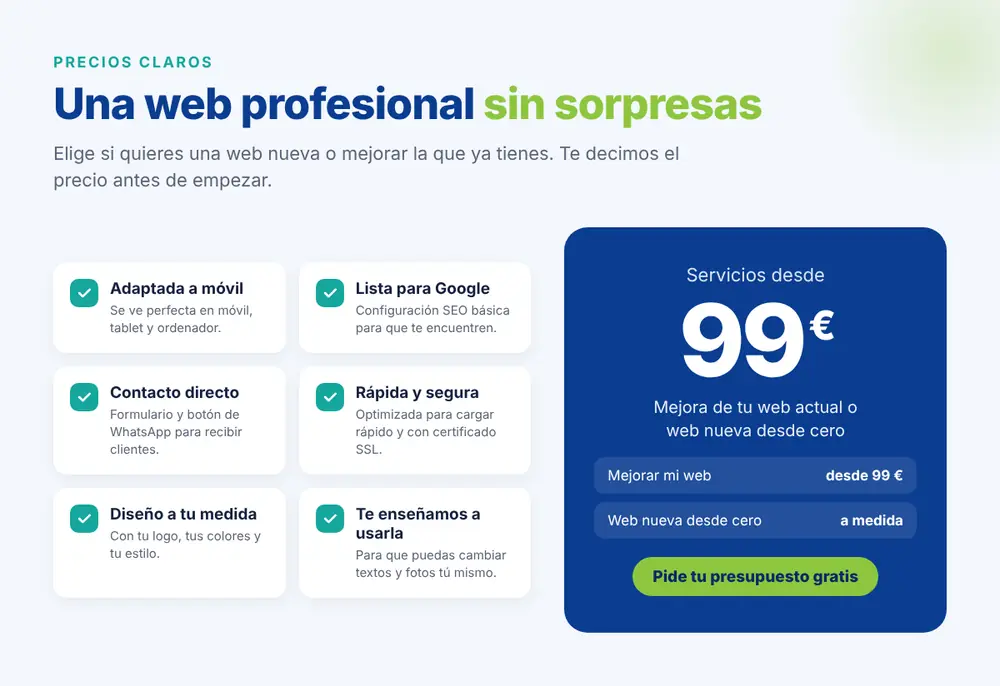 Infografía: diseño web desde 99 euros